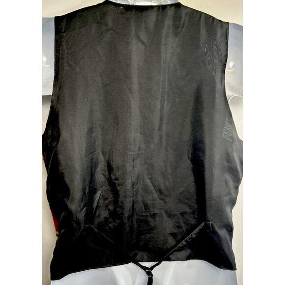 VTG 90s Blanket Stripe Wool Suit Vest Red Yellow Green Colorful Tribal M/L 42 - Picture 3 of 8